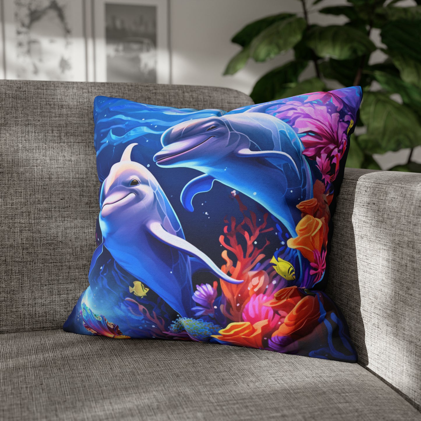 Square Pillow - Underwater Treasure Hunut