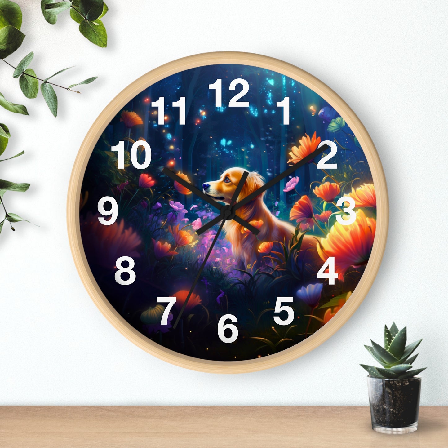 Wall Clock - Cute Golden Retriever Dog