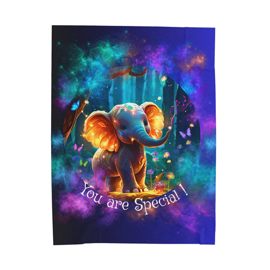Velveteen Plush Blanket - Cute Elephant Eddy