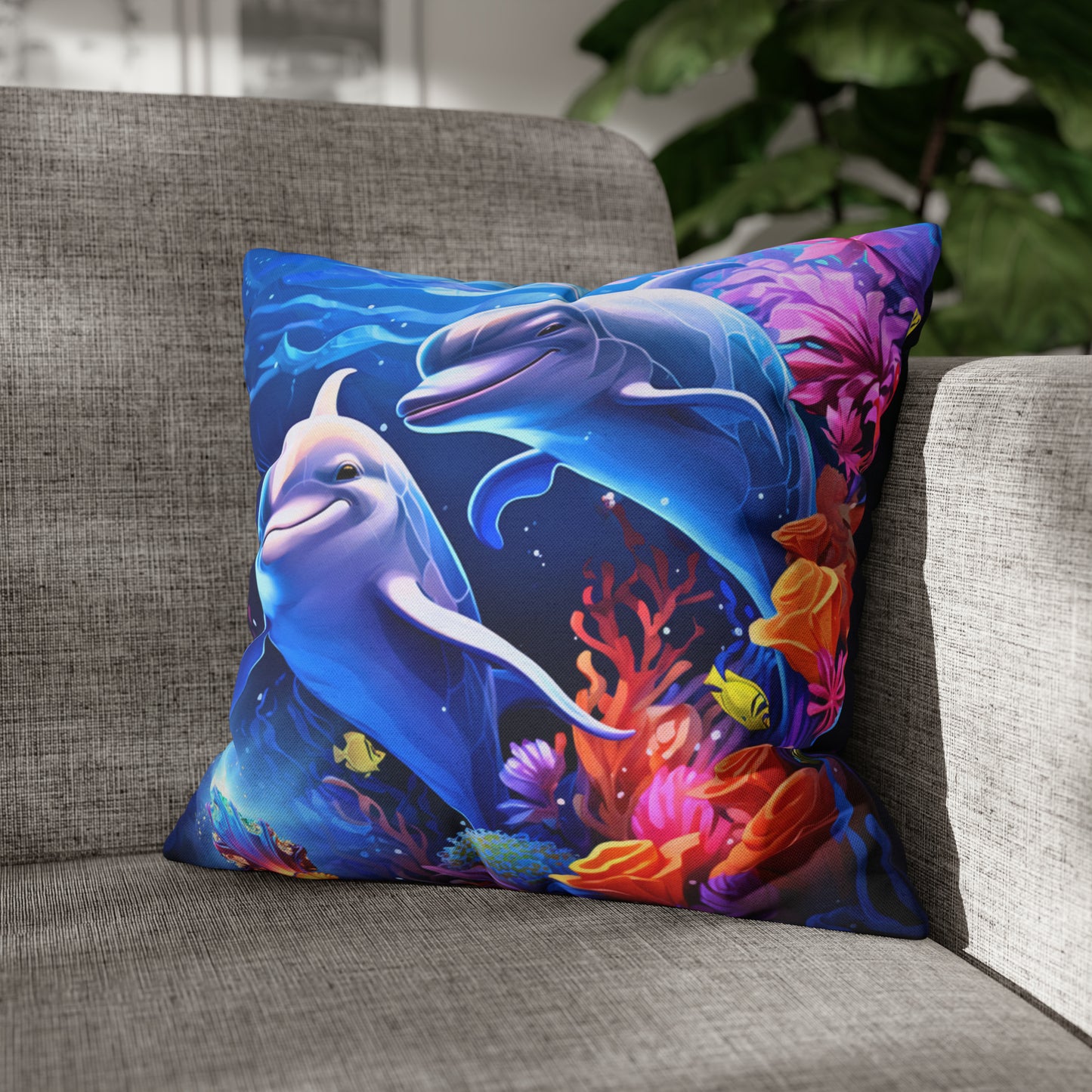 Square Pillow - Underwater Treasure Hunut