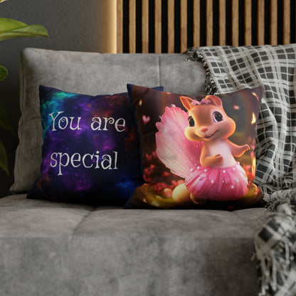 Square Pillow - Cute Ballerina Squirrel