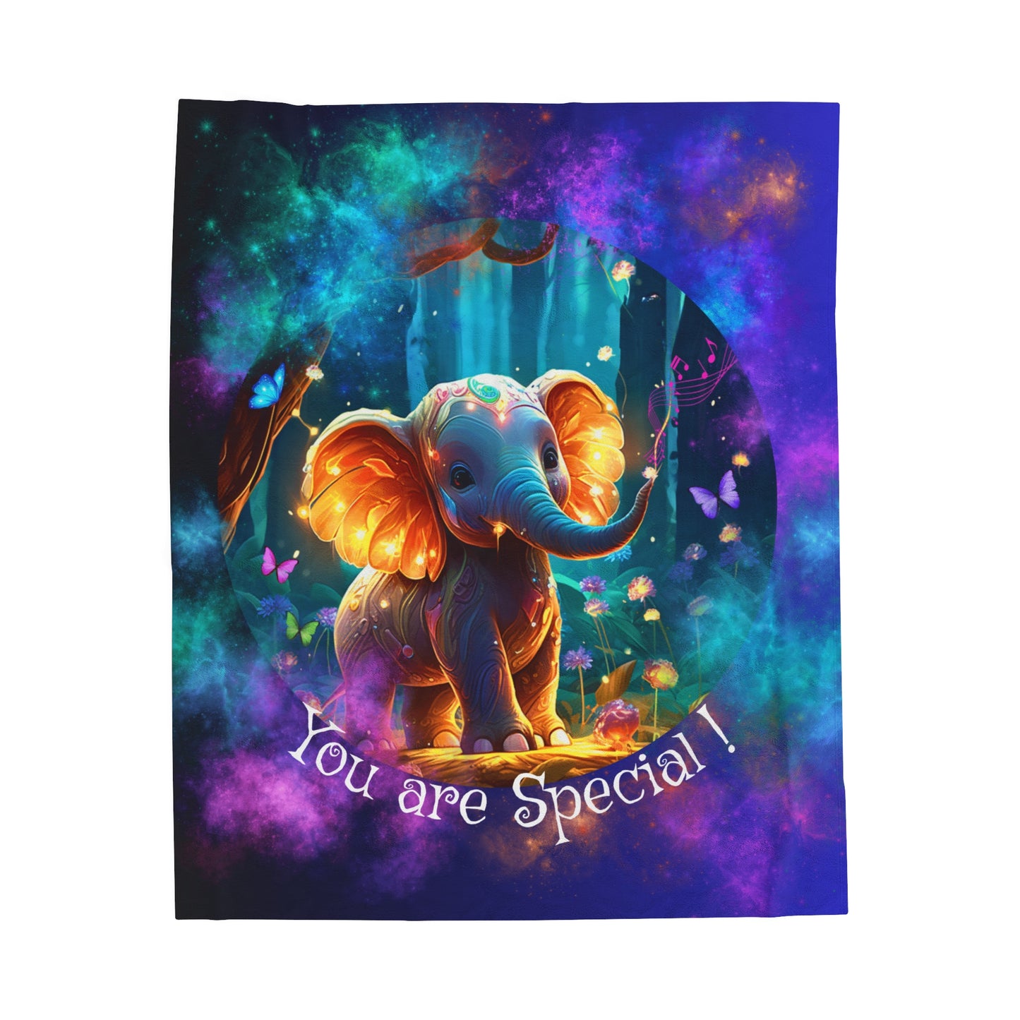 Velveteen Plush Blanket - Cute Elephant Eddy