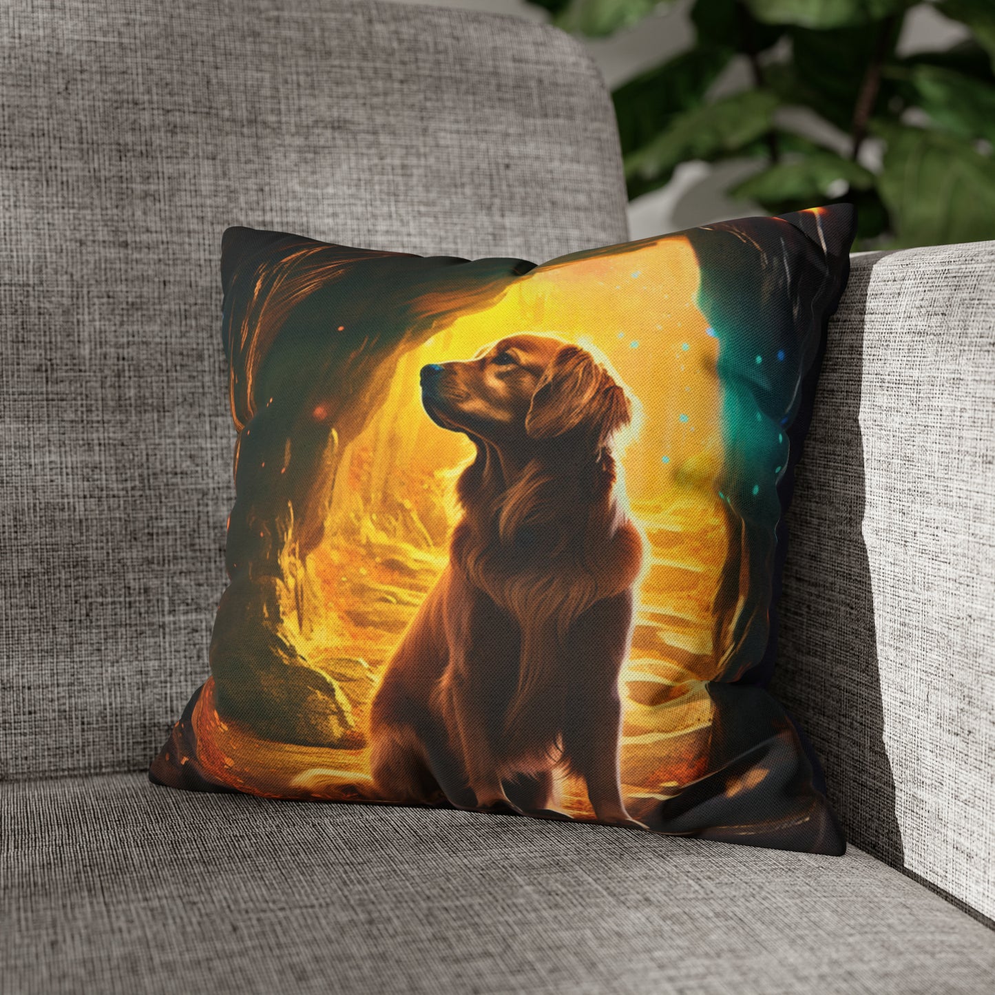 Square Pillow - Golden Retriever Dog