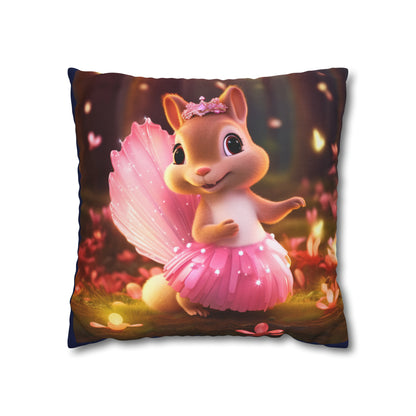 Square Pillow - Cute Ballerina Squirrel