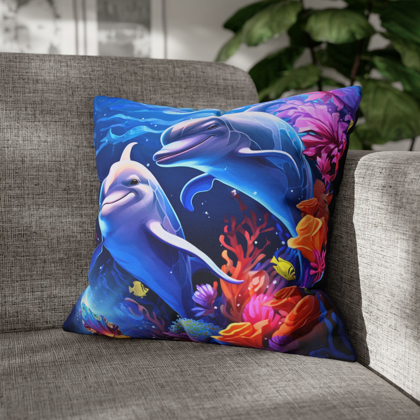 Square Pillow - Underwater Treasure Hunut