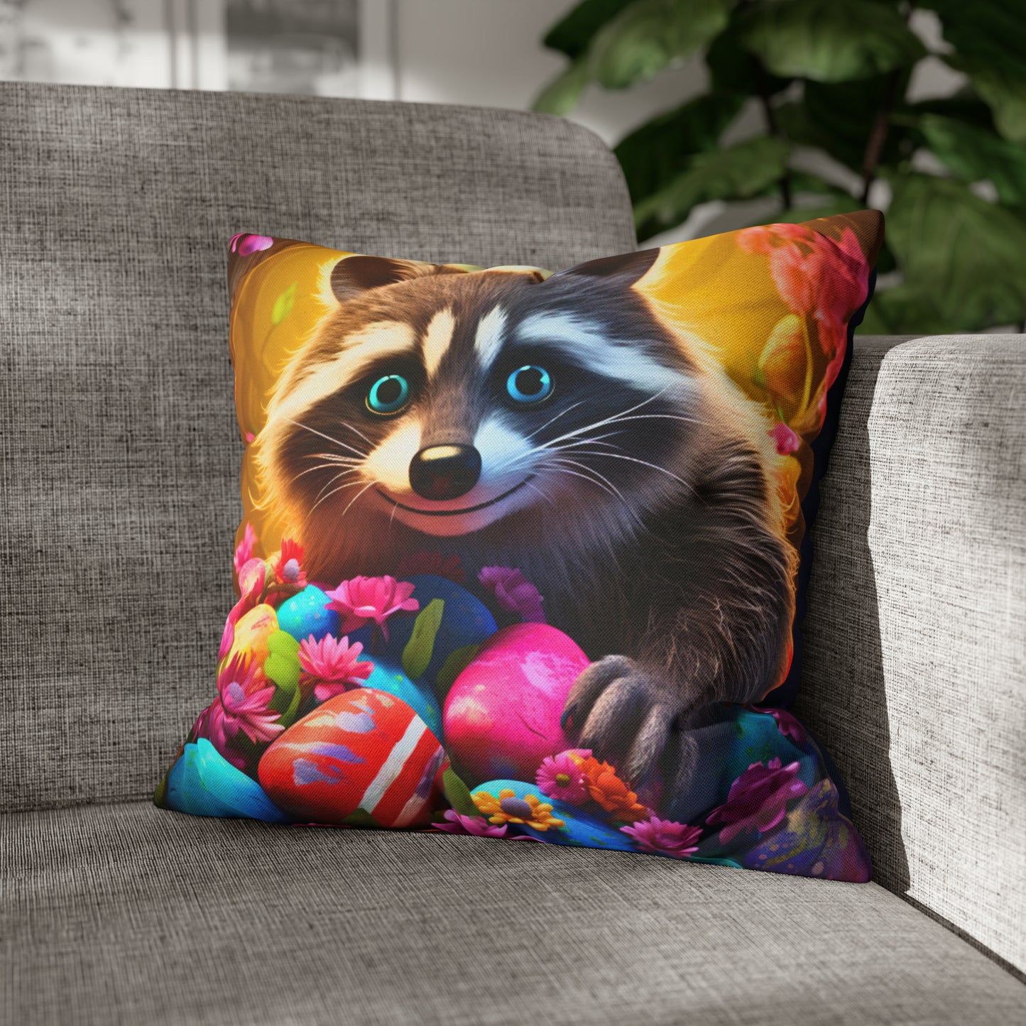 Square Pillow - The Raccoon Who Stole Easter